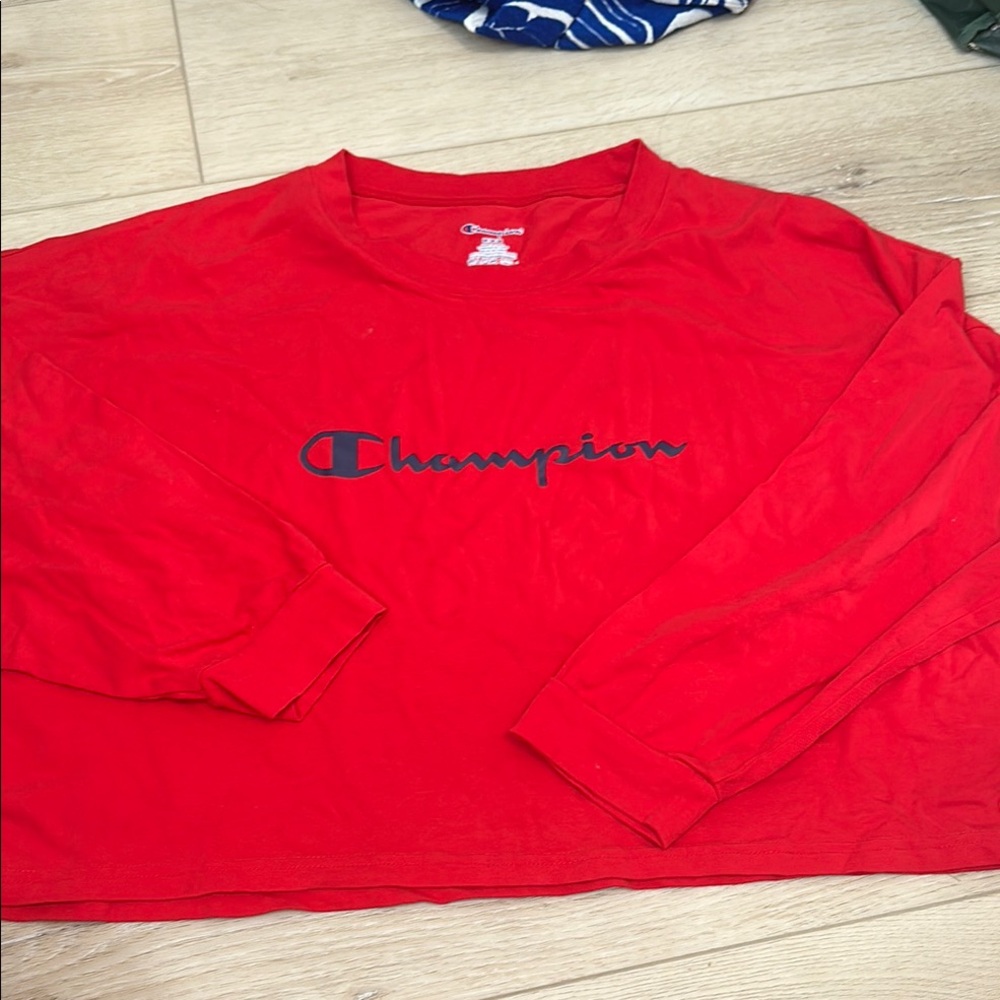 Champion Oversized Red Long Sleeve Tee